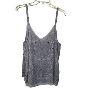 Torrid 2X Double Layer Sophie Swing Cami Tank Top Chiffon Blouse Medallion Gray